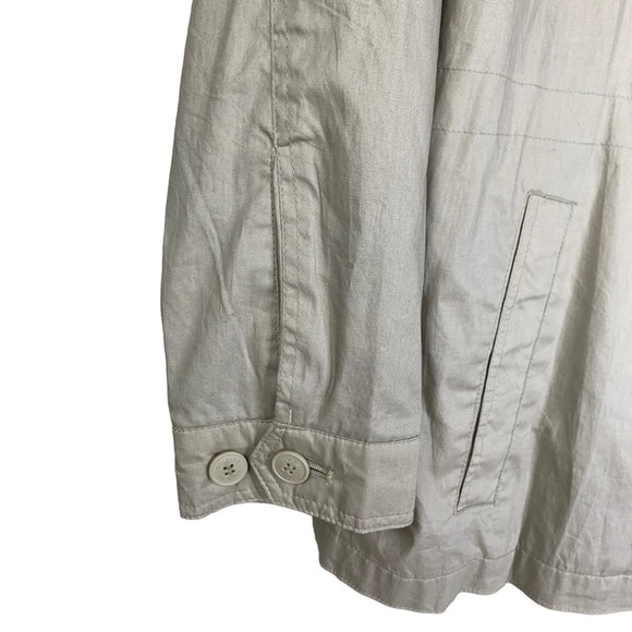 Men’s Dockers Khaki Fishing Chore Windbreaker Mesh Lined Jacket Pockets Hood LRG - Picture 9 of 13